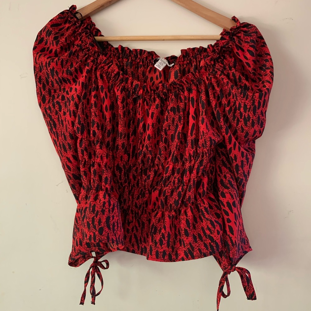 Topshop red and black top